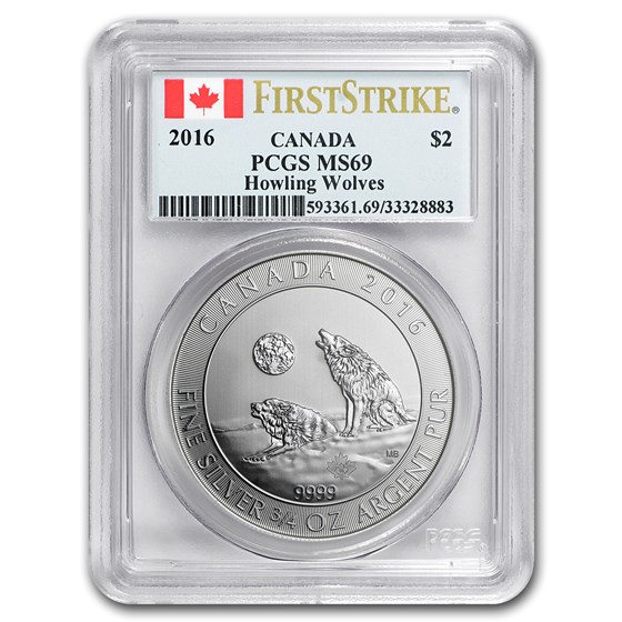 2016 Canada 3/4 oz Silver Howling Wolves MS-69 PCGS (FS) 2016 Canada 3/4 oz Silver Howling Wolves MS-69 PCGS (FS)